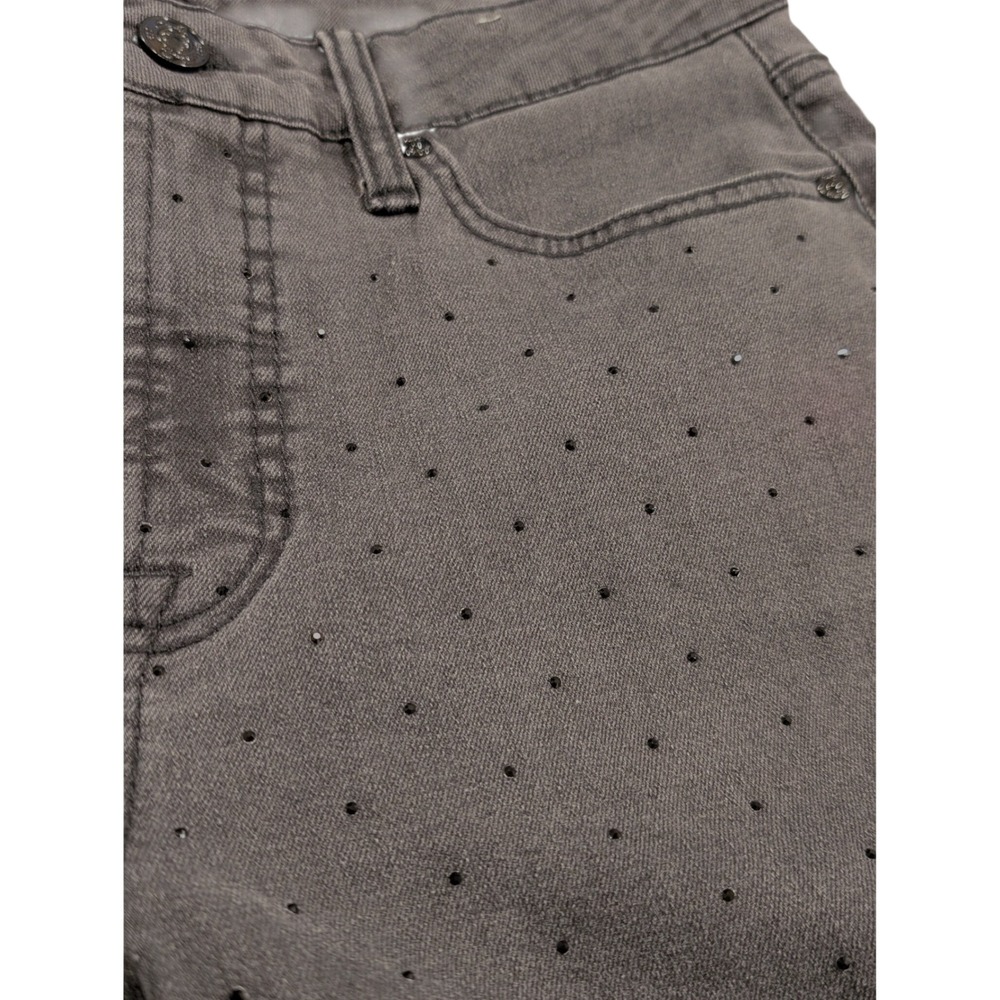 Seven7 Women Slim Straight Washed Black Rhinestone Embellished Denim Jeans Sz 6 - Picture 2 of 9